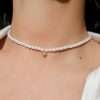 Close-Out-95248 <br> necklace freshwater pearl w/ CZ star 925 goldplated - Thumbnail Image 2