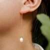 Close-Out-92246 <br> earring w/ teardrop pearl .925 goldplated - Thumbnail Image 2