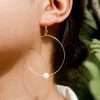92245 <br> earring 35mm dangle w/ freshwater pearl .925 goldplated - Thumbnail Image 2