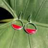 Close-Out-24268 <br> earring half full circle CORAL - Thumbnail Image 3