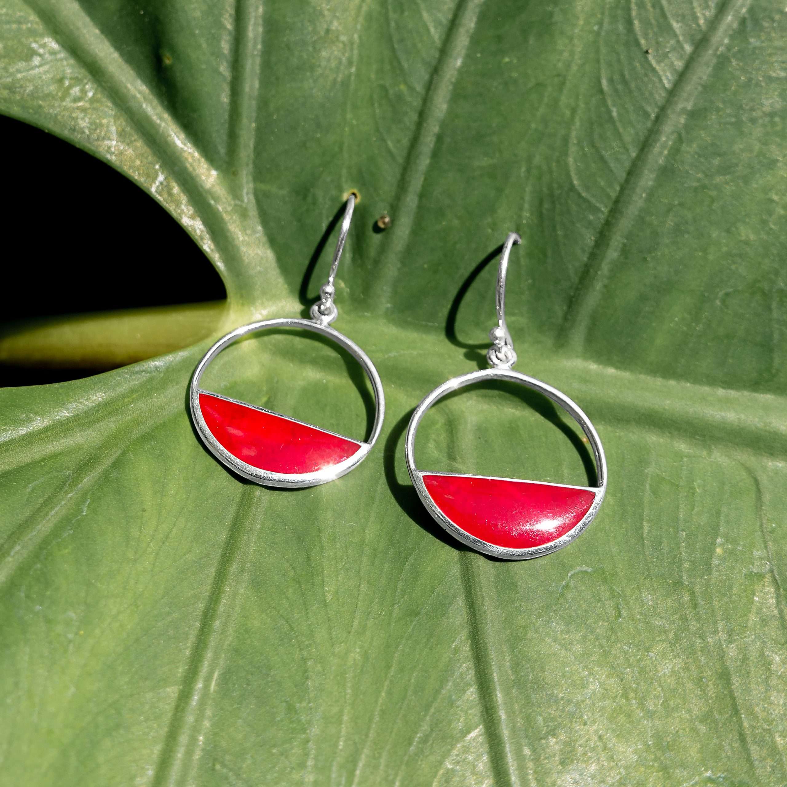 Close-Out-24268 <br> earring half full circle CORAL - Image 3