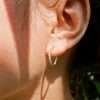 Close-Out-92255 <br> earring wavy hoop w/ CZ's .925 goldplated - Thumbnail Image 2
