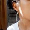 23018 <br> earring long hammered rectangle frame - Thumbnail Image 2