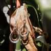 Close-Out-23023 <br> earring double teardrop hammered silver/Copper - Thumbnail Image 3