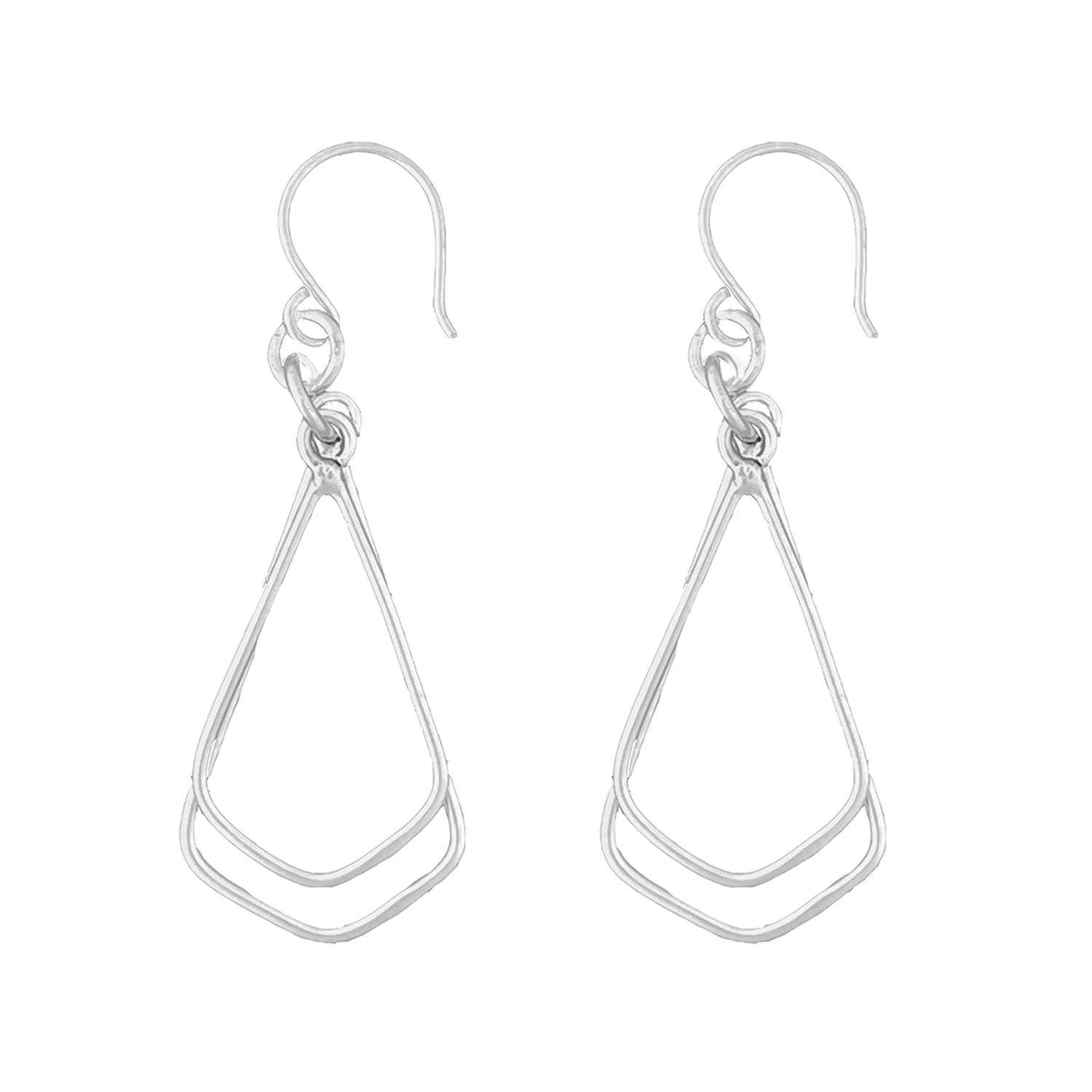 Close-Out-23021 <br> earring double kite dangle Silver/Silver - Image 1