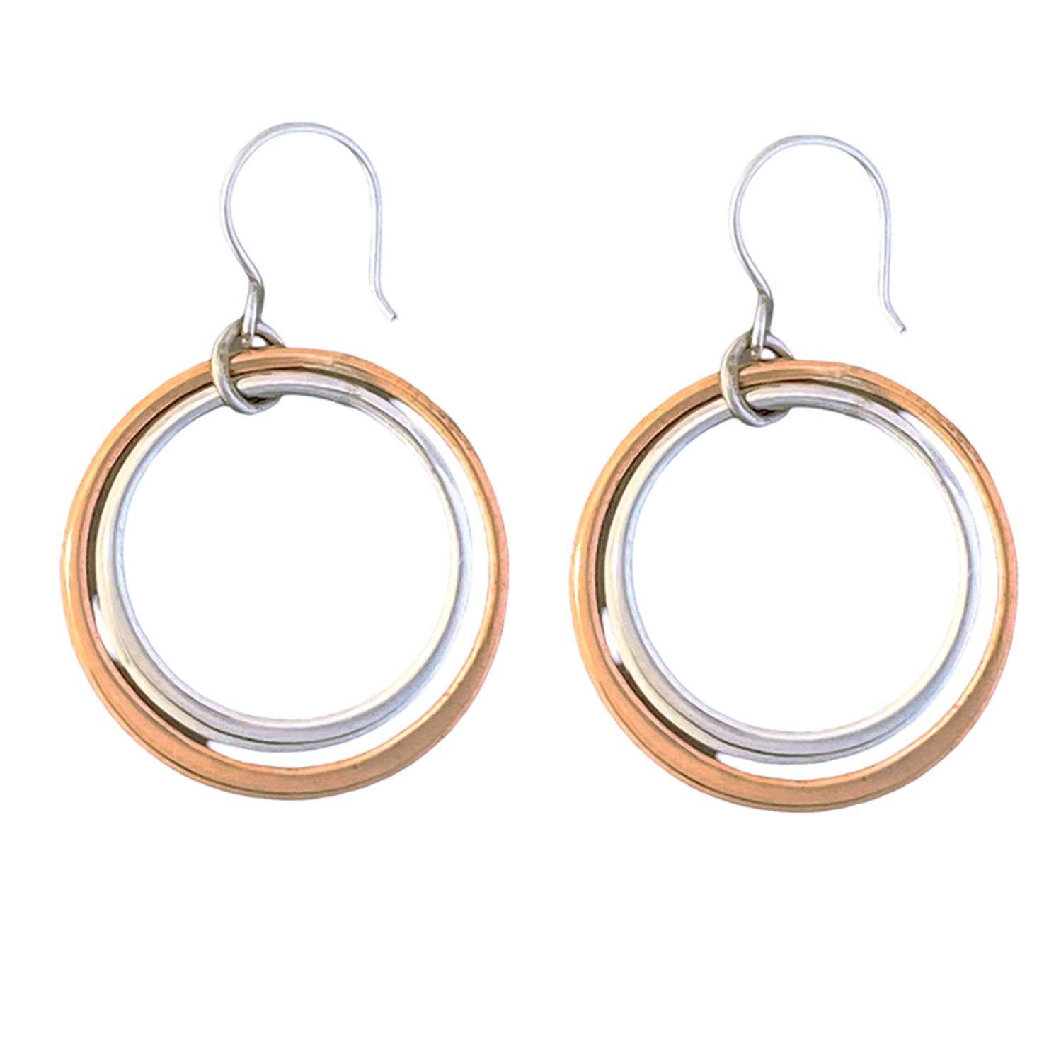 23024 <br> earring double circle Silver/Copper - Image 1