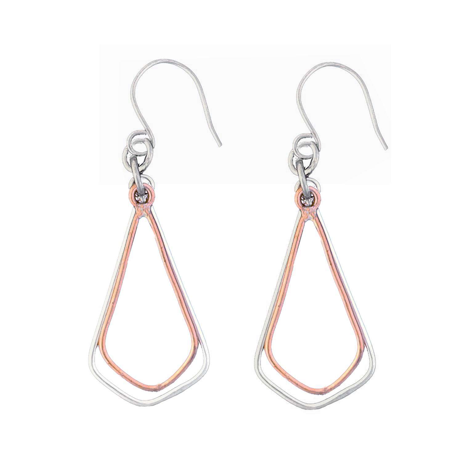 Close-Out-23026 <br> earring double kite dangle Silver/Copper - Image 1