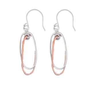 Close-Out-23027 <br> earring double oval mobile dangle Silver/Copper