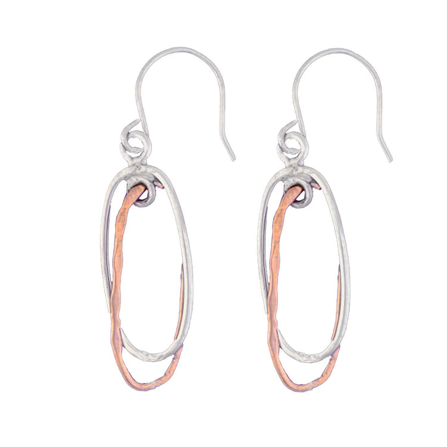 Close-Out-23027 <br> earring double oval mobile dangle Silver/Copper - Image 1
