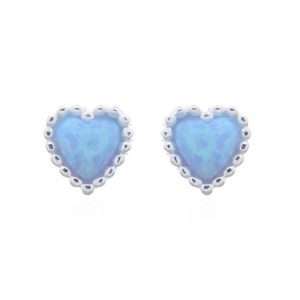 23597 <br> ear stud faceted blue opal heart