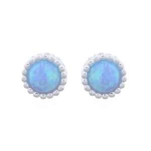 23598 <br> ear stud faceted mini blue opal  4x4mm