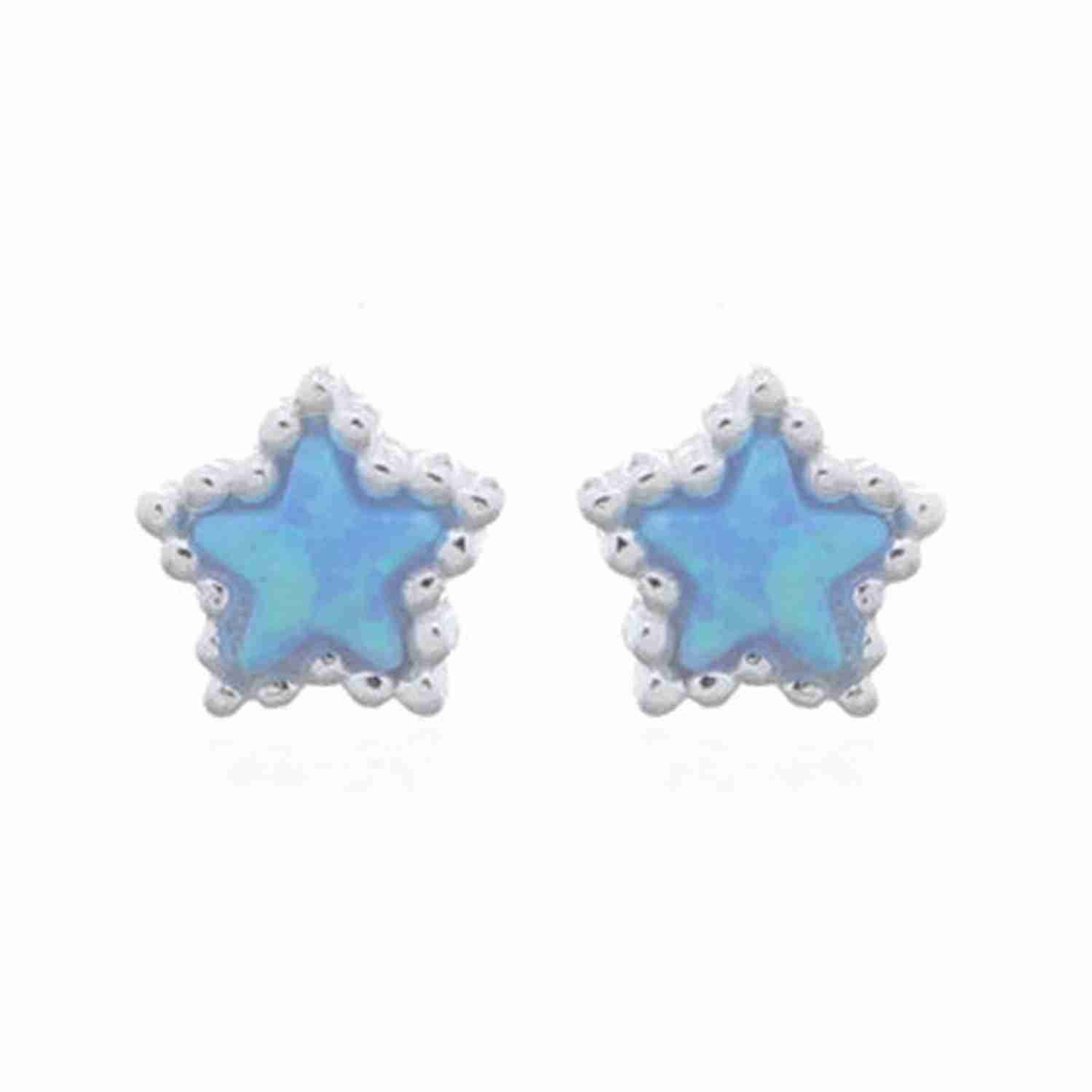 23600 <br> ear stud mini faceted star w/ blue opal - Image 1