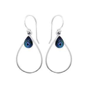 24002 <br> earring teardrop outline w/ ABALONE teardrop .925