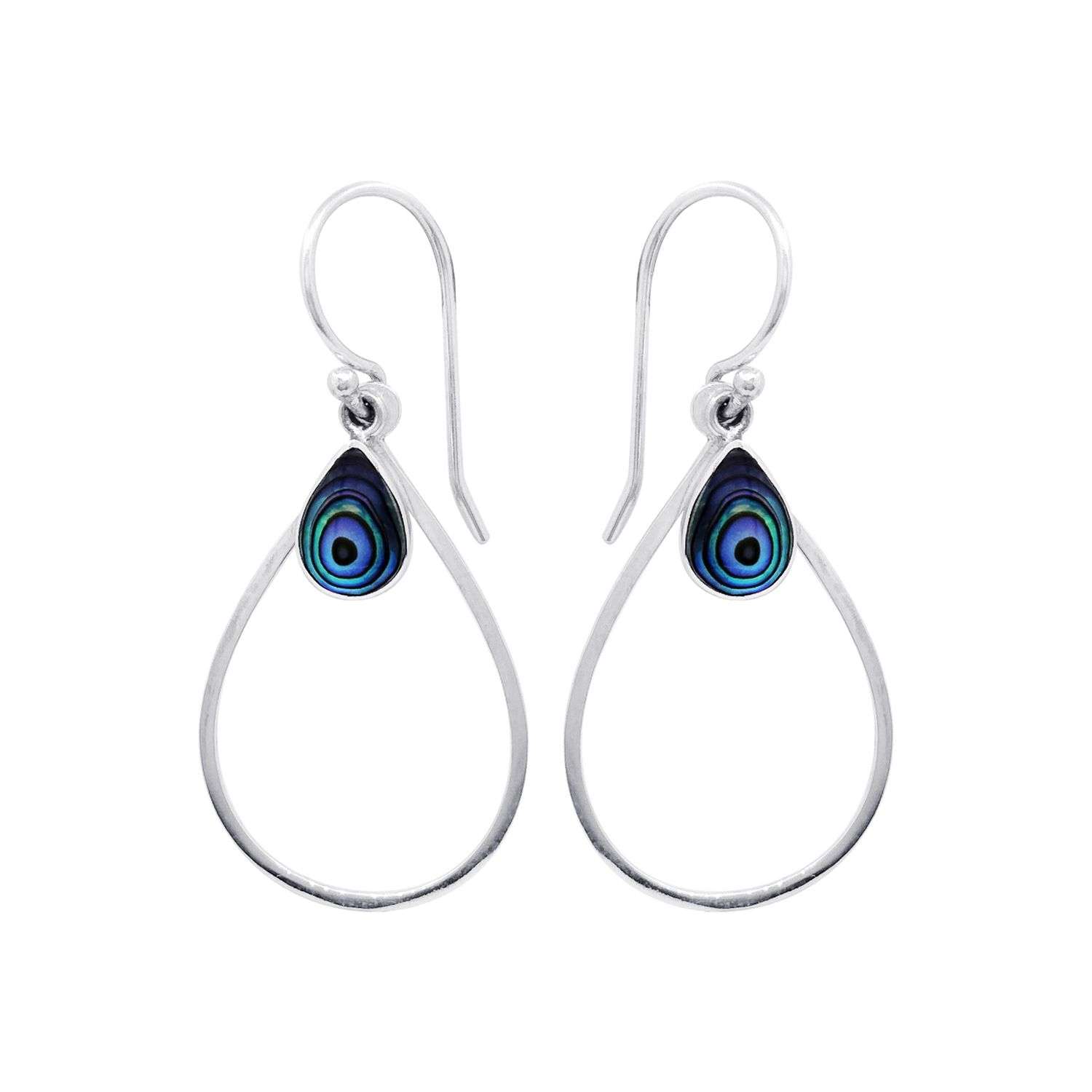 24002 <br> earring teardrop outline w/ ABALONE teardrop .925 - Image 1