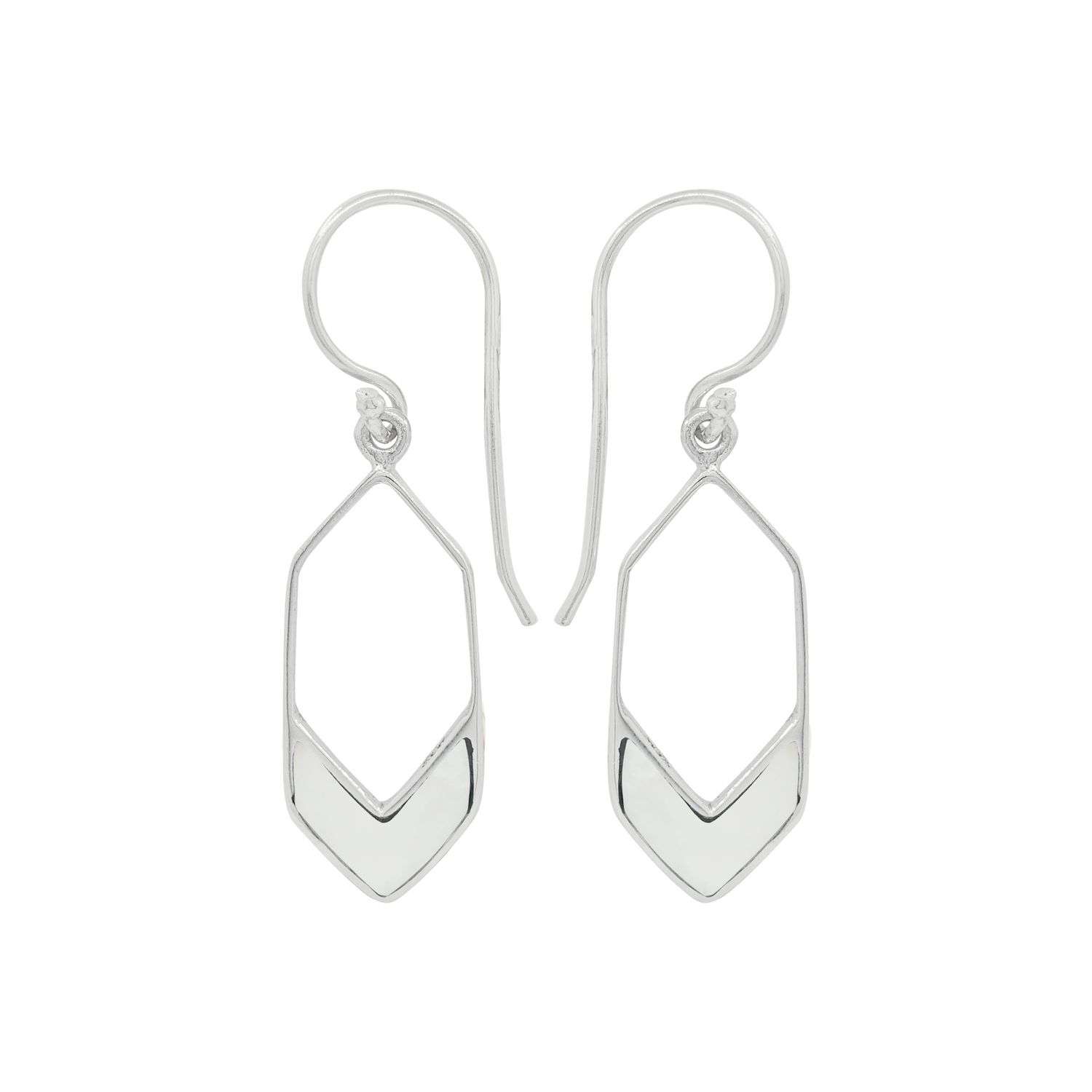 24059 <br> earring long hexagon MOP - Image 1