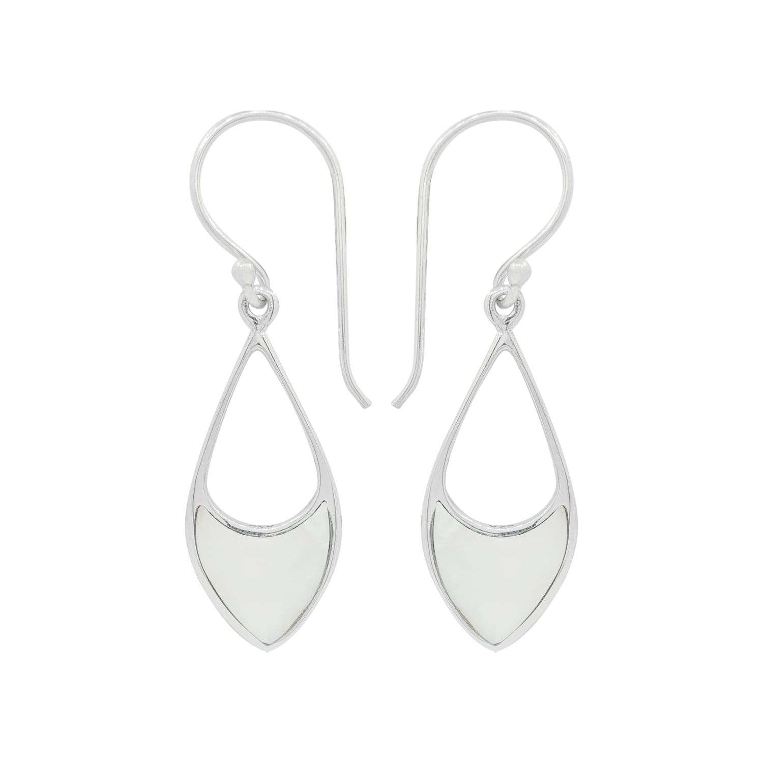 Close-Out-24060 <br> earring half filled elongated diamond MOP - Image 1