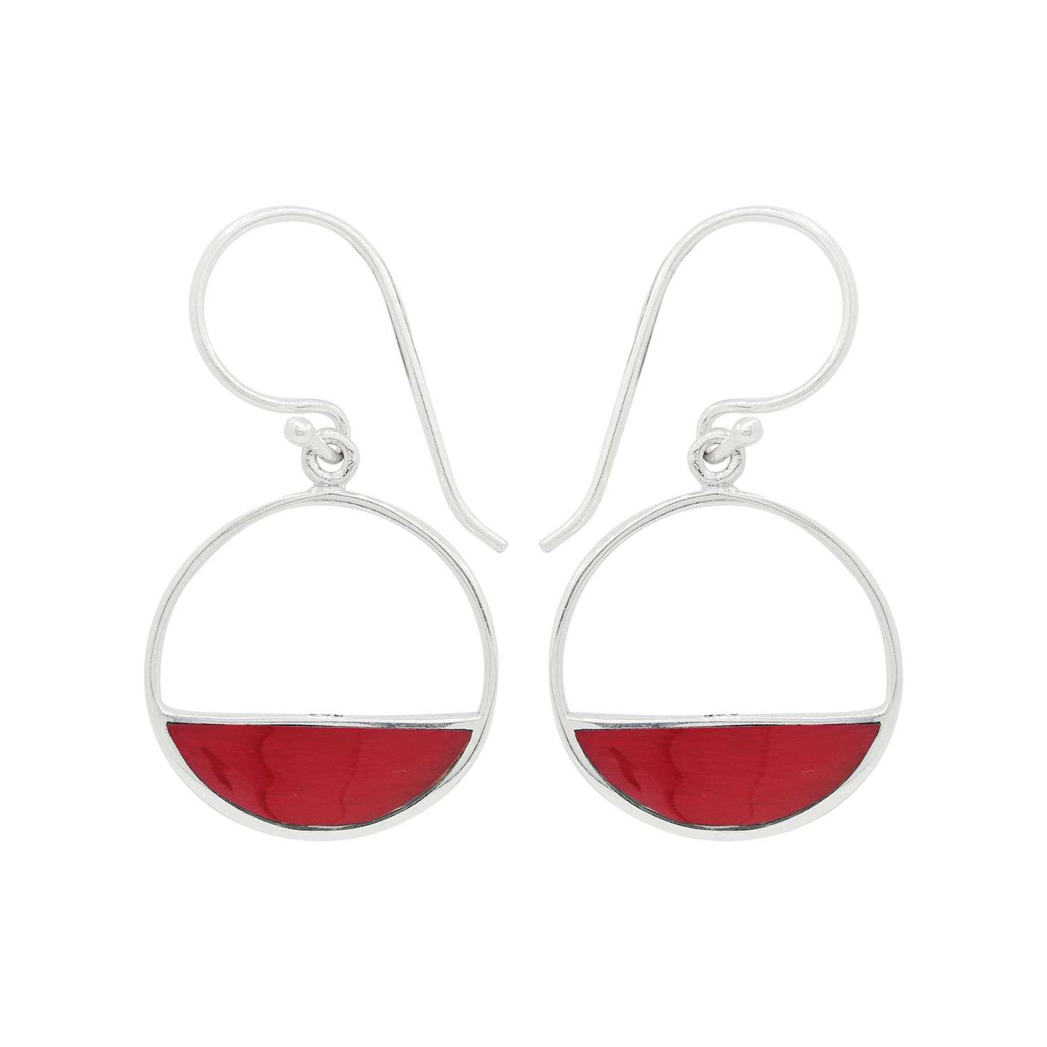 Close-Out-24268 <br> earring half full circle CORAL - Image 1