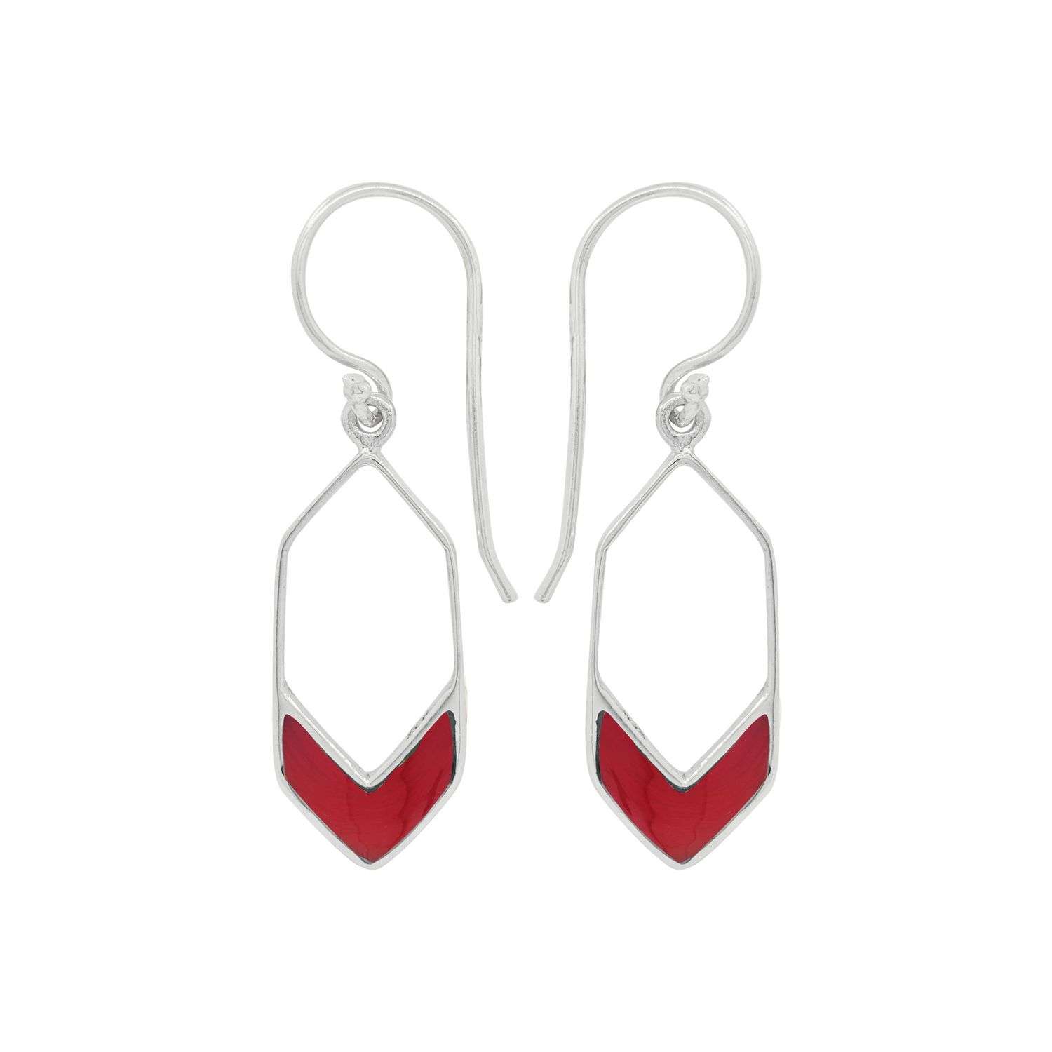 Close-Out-24270 <br> earring long hexagon CORAL - Image 1