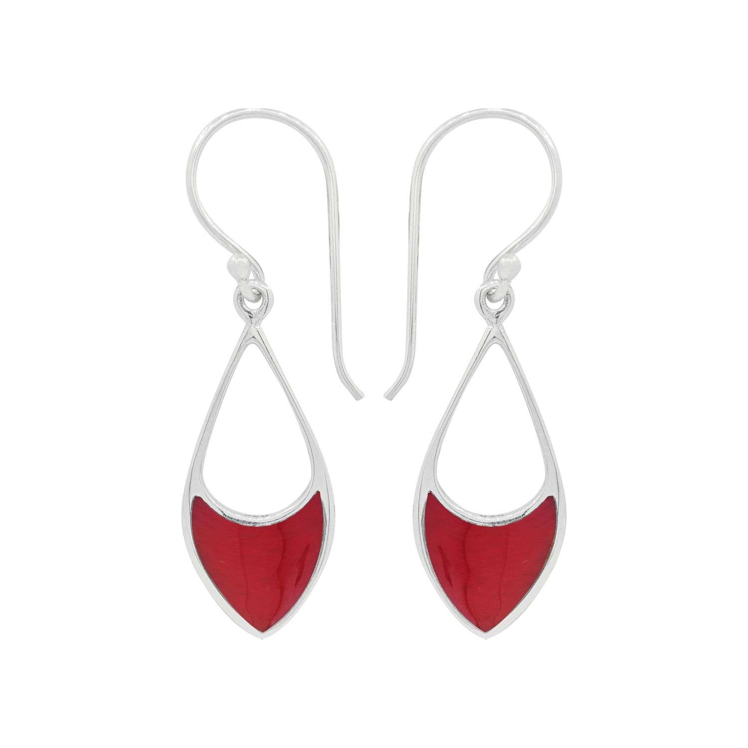 24271 <br> earring half filled elongated diamond CORAL - Image 1