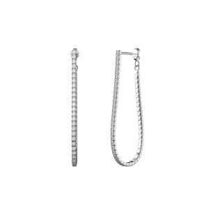 Close-Out-27303 <br> earring white CZ tennis chain hoop .925 RP