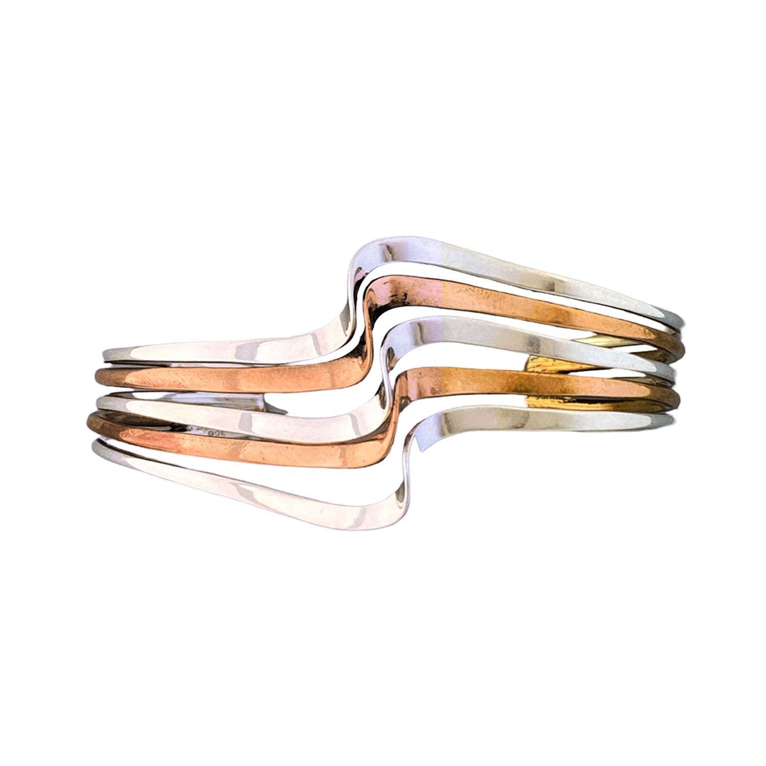 43553 <br> cuff 5 wire swirl Silver/Copper - Image 1