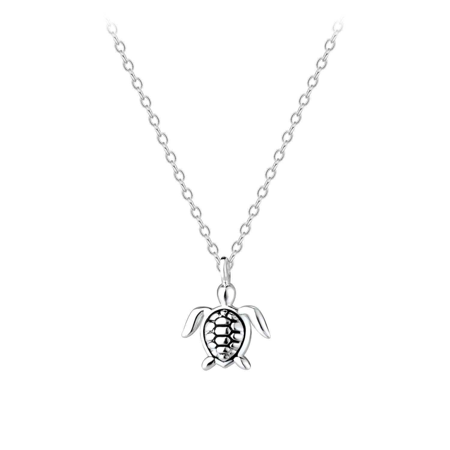Close-Out-56124 <br> necklace mini turtle 9x9mm .925 E-coat - Image 1