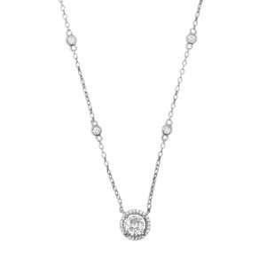 57224 <br> necklace CZ pendant w/ sm CZ'z on chian 16"+2+ ext .925 RP
