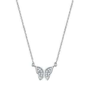 57297 <br> necklace clear CZ butterfly 16'+2'ext