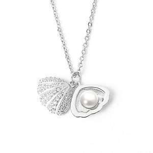 57300 <br> necklace pearl in a shell 16"+2" ext .925 RP