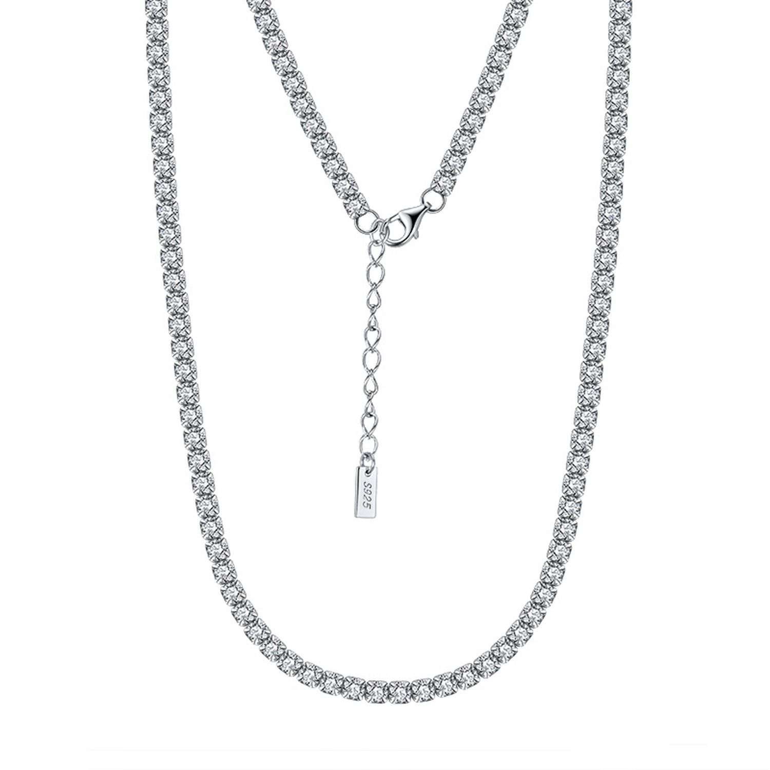 Close-Out-57303 <br> necklace CZ chain 14"+2" ext .925 RP - Image 1