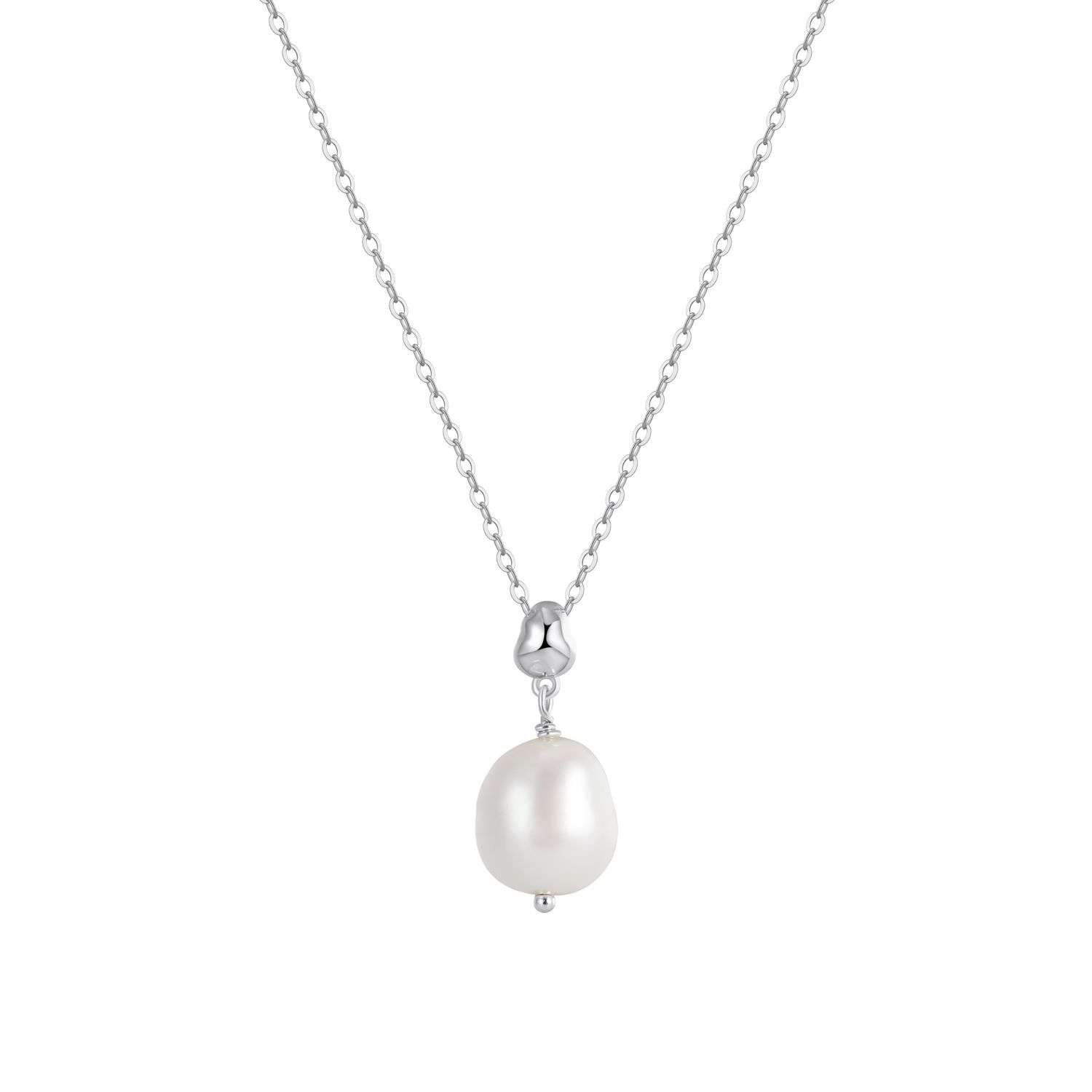 57304 <br> necklace freshwater pearl on 16"+2" ext chain .925 RP - Image 1