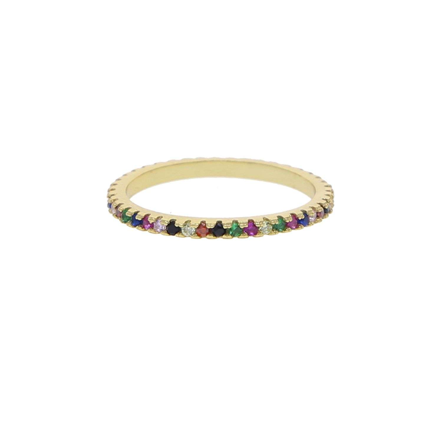 91028 <br>  ring multi colored CZ  *6-9 .925gGoldplated - Image 1