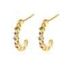 92229 <br> earring C shape w/ asst shape rainbow CZ's .925 goldplated - Thumbnail Image 1