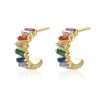 92230 <br> earring C shape w/ colorful rectangle CZ's - Thumbnail Image 1