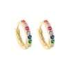 92232 <br> earring huggie w/ mulit colored CZ's  13mm  .925 goldplated - Thumbnail Image 1