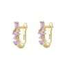 Close-Out-92235 <br> earring U shape hoop w/ emerald cut LT. PURPLE CZ's  .925 goldplated - Thumbnail Image 1