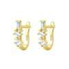 92236 <br> earring U shape hoop w/ emerald cut LT. BLUE CZ's  .925 Gold Plated - Thumbnail Image 1