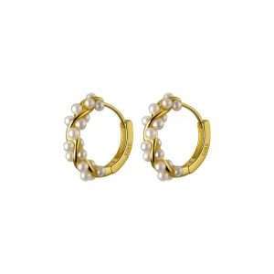 92237 <br> earring twisted pearl huggie .925 goldplated