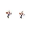 Close-Out-92239 <br> ear stud multi colored cross 67x6mm  .925 gold plated - Thumbnail Image 1