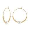 92243 <br> earring 30mm w/ gold beads and freshwater pearl .925 goldplated - Thumbnail Image 1