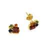92252 <br> ear stud multi color CZ's cluster .925 goldplated - Thumbnail Image 1