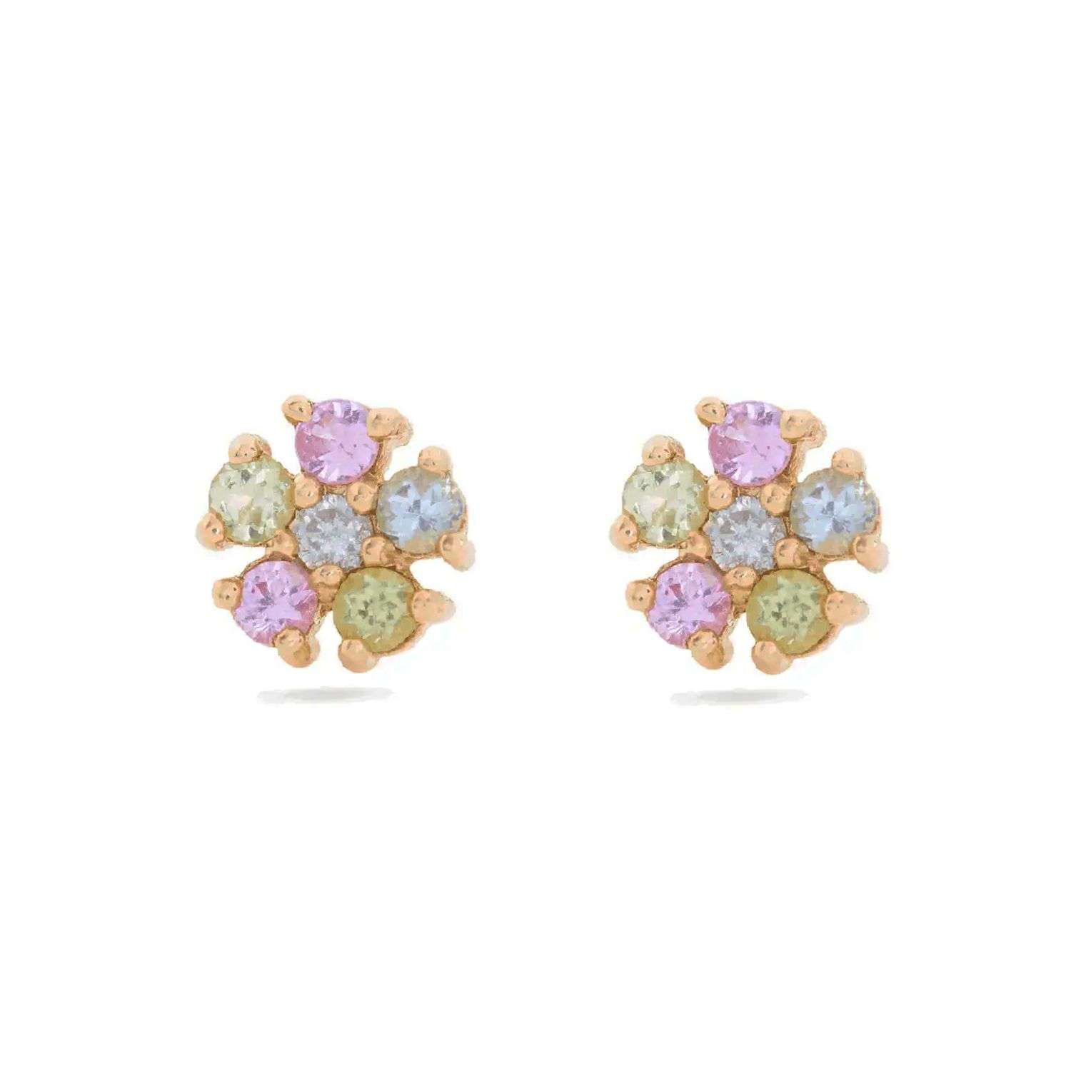 Close-Out-92257 <br> ear stud pastel colored flower .925 goldplated - Image 1