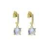 Close-Out-92262 <br> earring 6mm rd CZ  on a CZ  C shape hook .925 goldplated - Thumbnail Image 1