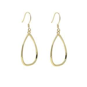 92267 <br> earring 30mm oval on earwire  .925 goldplated