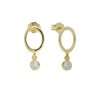 92268 <br> ear stud circle w/ bezel CZ drop .925 goldplated - Thumbnail Image 1