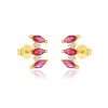 Close-Out-92270 <br> ear stud  marquise RED CZ .925 gold plated - Thumbnail Image 1