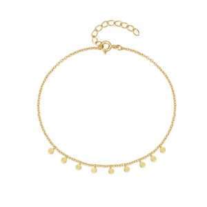94031 <br> bracelet chain w/ dangle discs .6.5"+1" ext 925 goldPlated