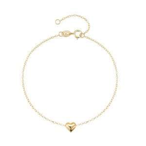 94033 <br> bracelet chain w, floating heart 6.5"+1" ext .925 goldplated