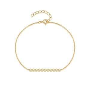 94034 <br> bracelet chain w/ CZ bar 6.5"+1" ext .925 goldplated