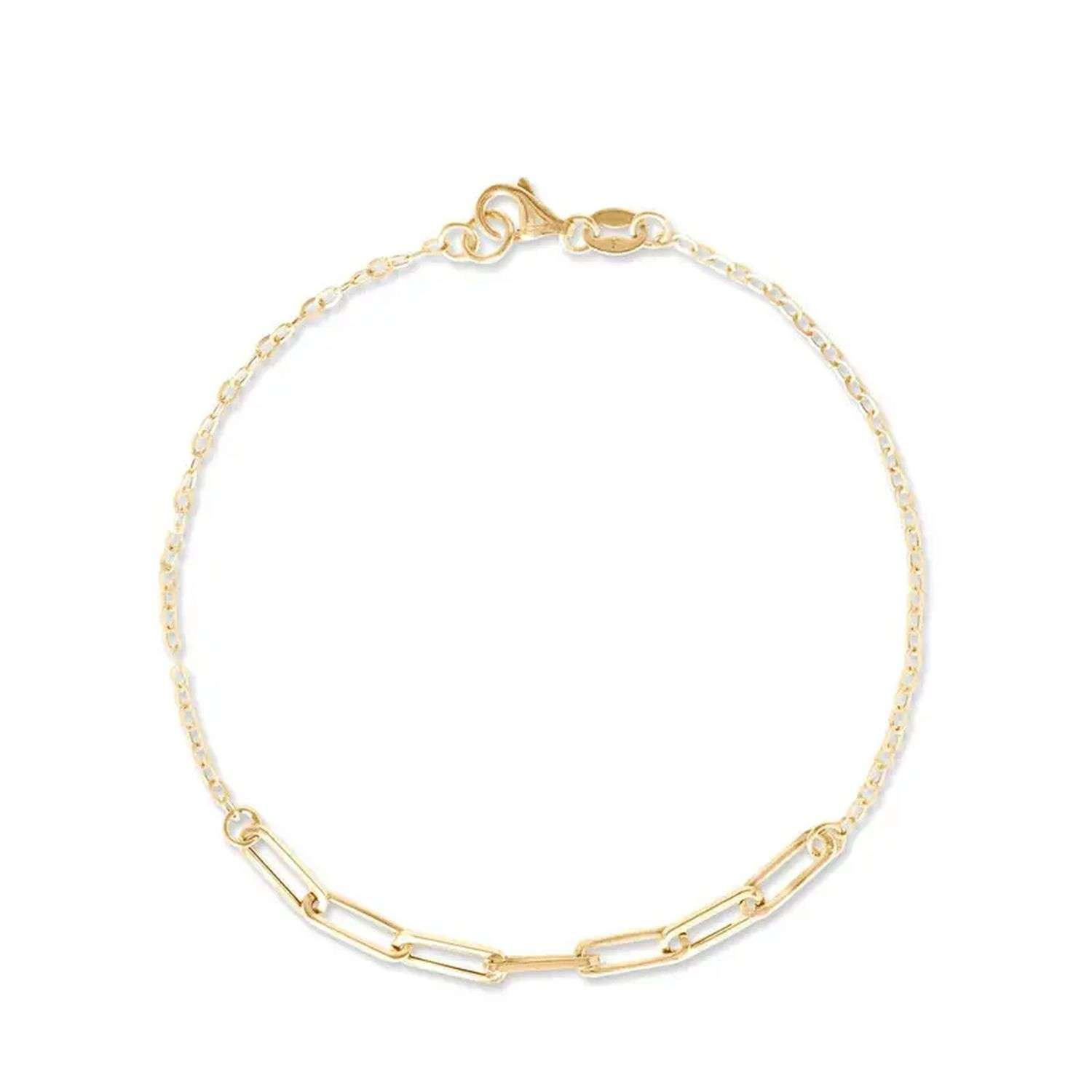 94037 <br> bracelet oval rolo and staple chain 7.5" .925 goldplated - Image 1